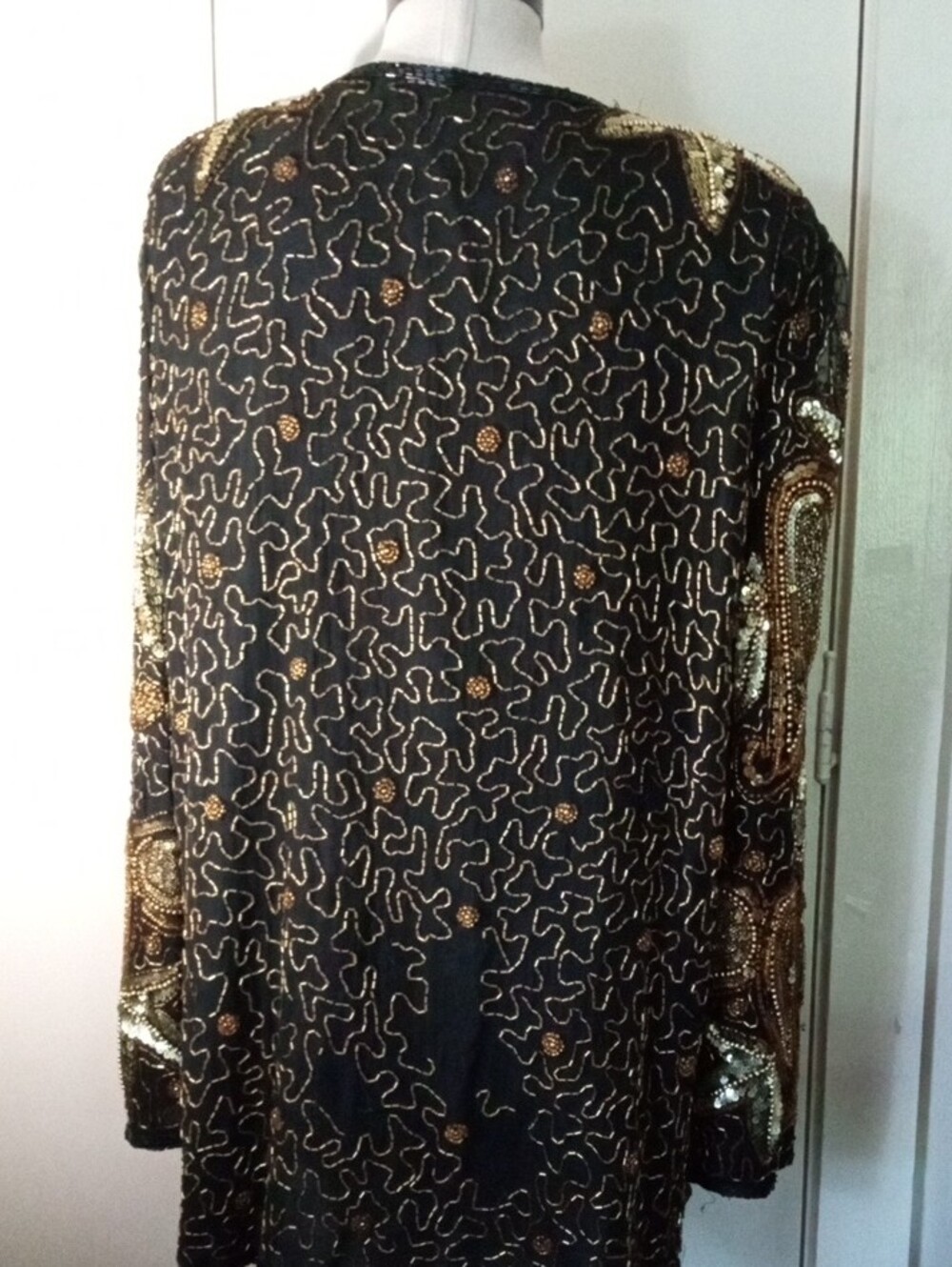 Jakelin Designs 100% Pure Silk Black & Gold Sequin & Beads Plus Size Jacket 3X - Picture 8 of 13